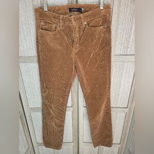 Lauren Ralph Lauren Women's Corduroy Straight Leg Pants Black Label Size 10 Tan
